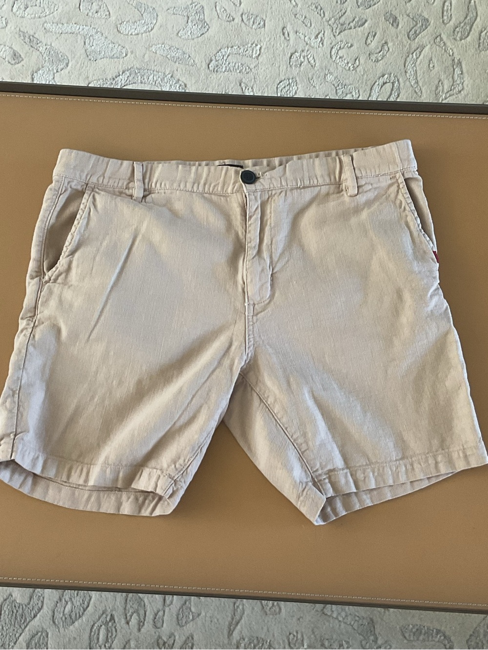 **Bench ** Twill Beige Button & Drawstring Waist Shorts Front Men's Shorts